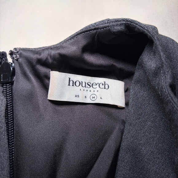 House of CB- Eleanor Charcoal Pleated Corset Dress Size Medium Mini Gray - Picture 10 of 11